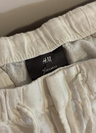 Брюки чоловічі h&m regular fit лляні білі розмір m/l