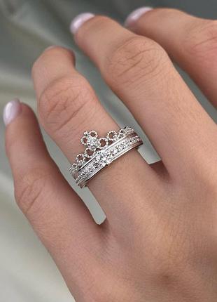 Серебряное кольцо 925 пробы с фианитами, белый цвет вставки, размер 18.5 22, 22