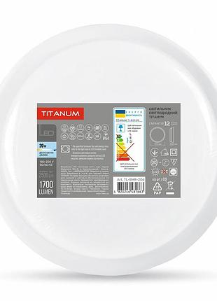 Світлодіодний світильник вологозахищений круглий titanum 20w 6500k tl-bhr-206