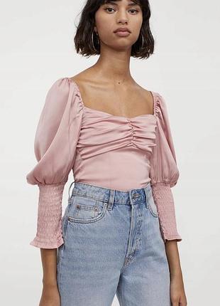 Атласная, сатиновая блуза-топ h&m, р.s-m