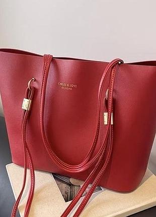 Сумка жіноча charles & keith тоут червона повсякденна