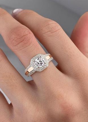 Серебряное кольцо 925 пробы с фианитами, белый цвет вставки, размер 19 22, 22