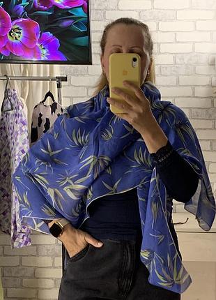 Велика шовкова хустка блакитна