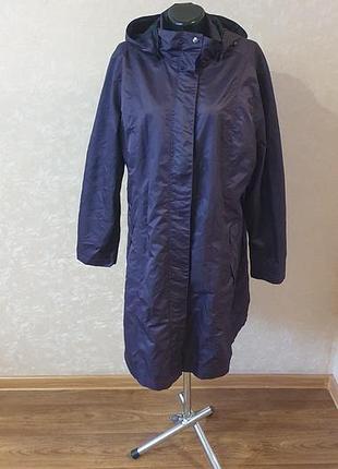 Темно-фіолетовий довгий плащ-вітровка blue motion з капюшоном, розмір 44/46 (l-xl)