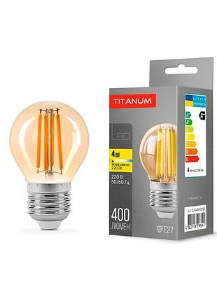 Світлодіодна лампа titanum filament g45 4w e27 2200k бронза