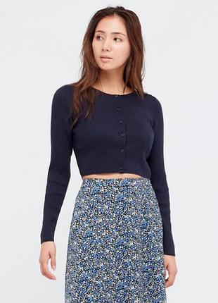 Кардиган жіночий uniqlo укорочений, синій, розмір s
