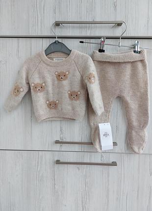 Теплий м'ягесенький костюм кофта і повзунки primark на 0-3м