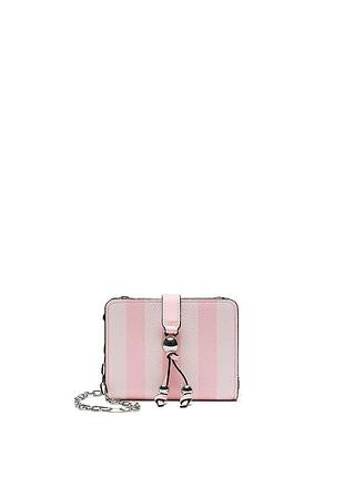 Жіноча сумка-гаманець 3 в 1 з ланцюжком victoria’s secret convertible chain wallet рожева у смужку