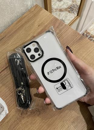 Чохол протиударний crossbody з magsafe та шнурком для iphone 12 pro max