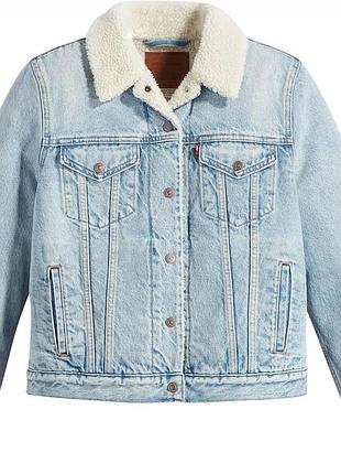 Куртка жіноча джинсова levi's з шерпою блакитна