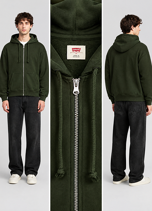 Levi’s boxy full-zip hoodie green / худи levi’s на молнии | оригинал | l