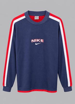 Чоловічий світшот / джерсі ретро вінтаж  nike vintage retro 90s big swoosh spell out crewneck (колір navy/red, розмір xl, made in indonesia