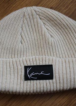 Шапка karl kani signature fisherman beanie (бежевая / молочная) унисекс