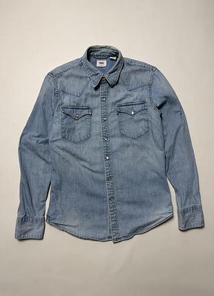 Джинсова сорочка levi's western ковбойська світло-блакитна на кнопках s