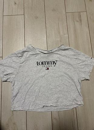Футболка жіноча tommy hilfiger сіра, розмір s-m