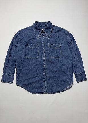 Джинсовая рубашка levi's синяя винтажный стиль 90s y2k размер s