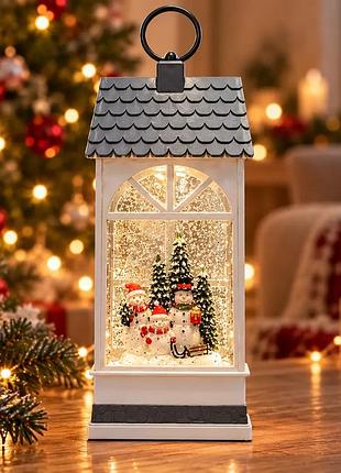 Новогодний ночник-фонарь xmas wdl 24074b с подсветкой и эффектом снегопада, 27.3 см