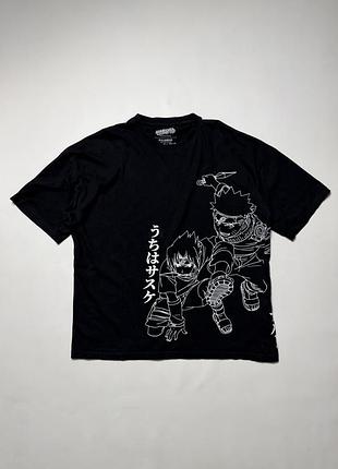 Футболка pull&bear naruto sasuke аніме манга чорна розмір l