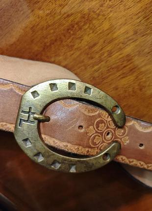 Stetson старый ковбойский кожаный ремень к джинсам коричневый ковбой пояс пряжка подкованая ковбойская
