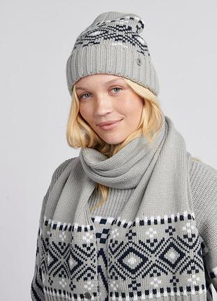 Женская серая зимняя шапка u.s. polo assn. с нордическим узором