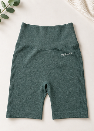 Шорти жіночі peachy athletic безшовні велосипедки зеленого меланжевого кольору
