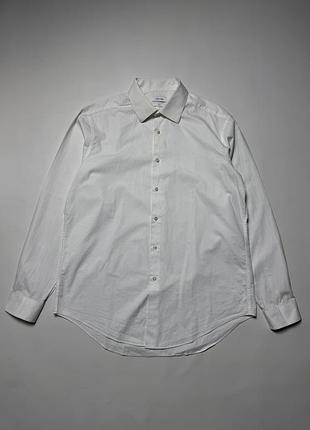 Классическая белая рубашка calvin klein slim fit размер l