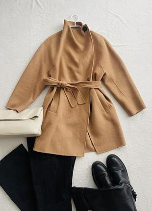 Пальто жіноче zara шерстяне, тепле, розмір s, бежеве