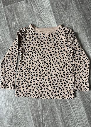 Леопардовий лонгслів h&m на дівчинку 98/104 см. 2-4 років