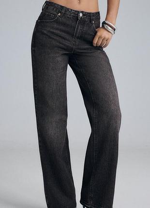 Джинси жіночі stradivarius straight wide чорні