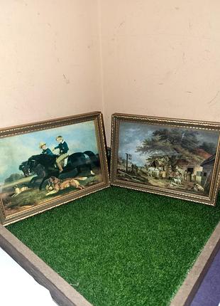 Винтажные парные картины-принты в золотых рамах (англия, kenwood house)