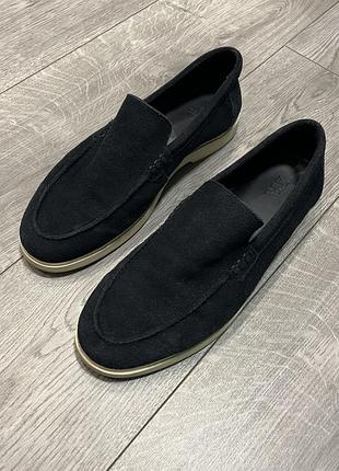 Мокасини чоловічі zara чорні замшеві, розмір 44