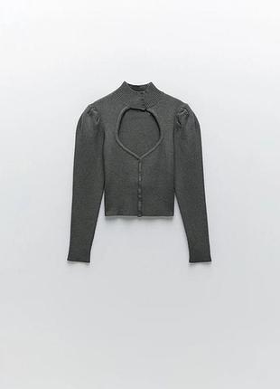 Жіночий кардиган zara в'язаний сірий