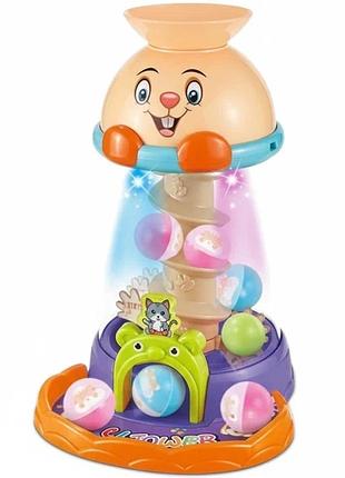 Игра с шариком tk group 806 музыкальная игра, подсветка, 5 шариков, в коробке, фиолетово-оранжевая