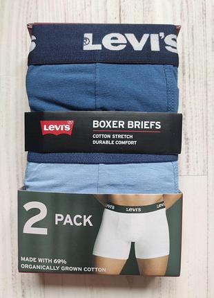 Мужские боксеры levi's boxer briefs (набор 2 шт.) - синий / голубой (размер l)