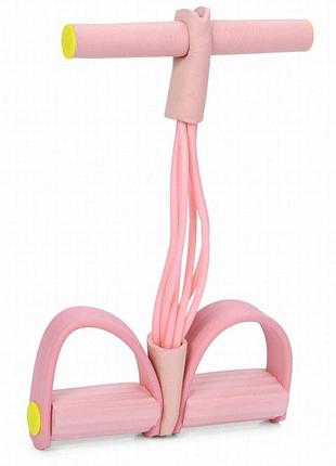 Эспандер трубчатый bambi ms 4978 pink, 6 резинок, с упором для ног, длина 42 см