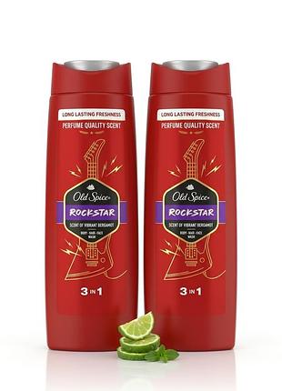 Шампунь-гель для душа 3 в 1 old spice rockstar - это универсальное мужское средство, 300 мл. франция.