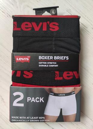 Мужские боксеры levi's boxer briefs (набор 2 шт.) - черный / красный (размер l)