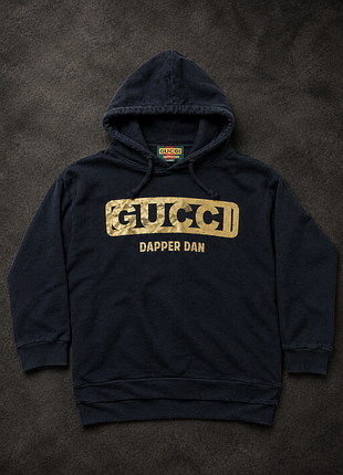 Стильне чоловіче худі gucci dapper dan, оригінал чорного кольору з золотим надписом