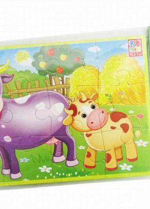 Мягкие пазлы vladi toys «животные фермы» vt1103-44, формат а5, для детей от 3 лет