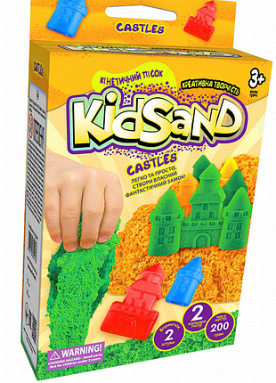 Набір кінетичного піску kidsand ks-05 помаранчеві замки, 200 г, 2 кольори, з пасочками