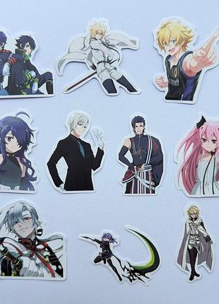 Набор наклеек стикерпак по аниме серафим конца seraph of the end owari no seraph – юитиро, микаэла хякуя, гурэн итиносэ, 10шт