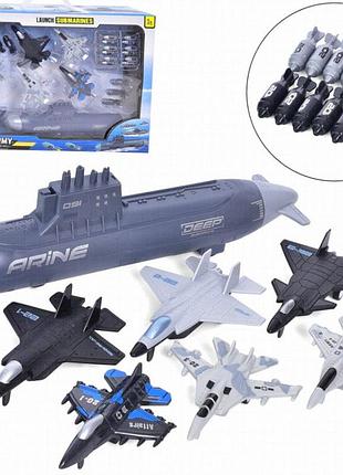 Игровой набор «морской флот» bambi t074c: подводная лодка и 6 истребителей, 7 предметов