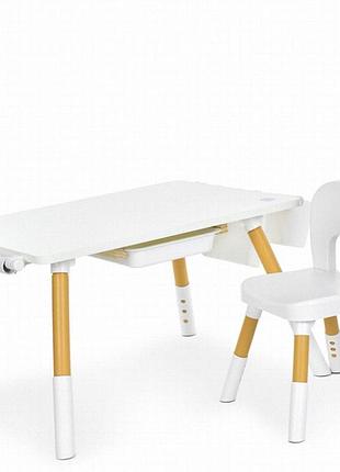 Детский столик со стулом bambi m 6319-1 белый, регулируемый, с корзинами и контейнером