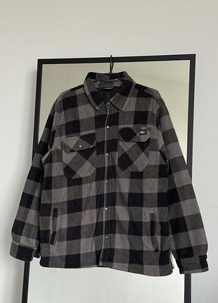 Чоловіча тепла флісова плотна рубашка овершот dickies в клітинку розмір xl