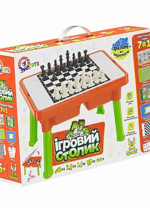 Детский столик с 7 настольными играми технок 9604txk, 2-4 игрока, от 5 лет