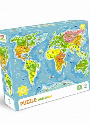 Пазл «карта мира» dodo toys, 100 деталей, развивающая игра для детей от 5 лет