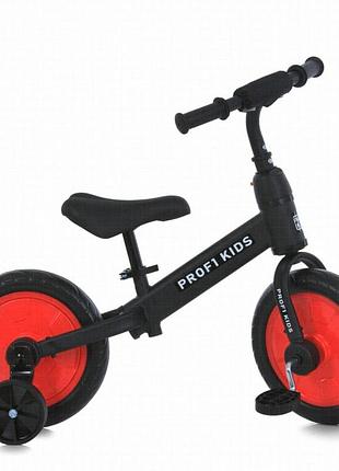 Дитячий беговел-велосипед profi kids mbb 1012-3, 12 дюймів, з педальними пристроями та страховочними колесами