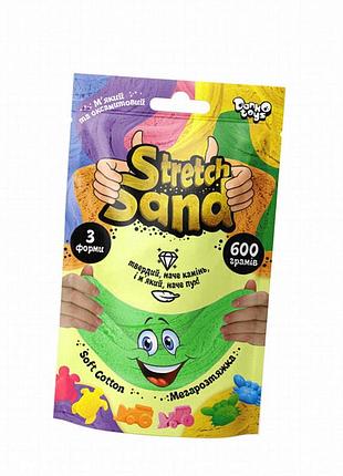 Кинетический песок stretch sand зеленый, 600 г, набор для творчества danko toys sts-04-01u