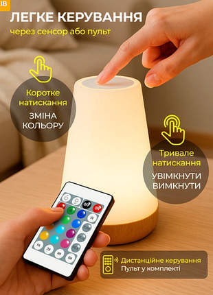 Нічник на акумуляторі настільний світильник дитячий бездротовий акумуляторний від usb павербанку