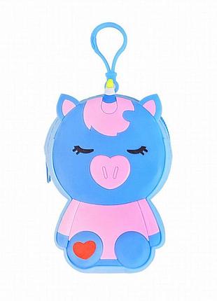 Силиконовый детский кошелек-брелок «единорог» bambi c44408, синий, 11 х 8 х 3 см